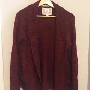 ELEMENT Deep Red Cardigan with Pockets